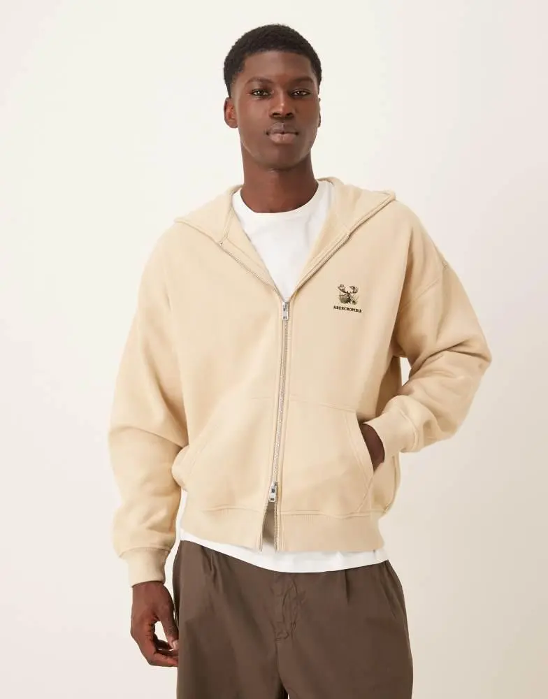 Abercrombie & Fitch Abercrombie & Fitch chest logo zip hoodie in 