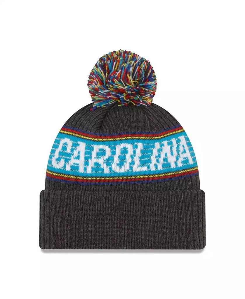 New Era Men's Heather Charcoal Carolina Panthers 2022 Greg Olsen x Atrium Health Levine Children's Hospital Pom Knit Hat 2