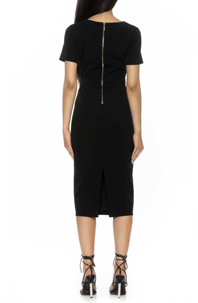 ALEXIA ADMOR Angelica Asymmetric Neck Sheath Midi Dress
