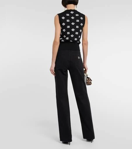 Dolce 
Gabbana Logo intarsia wool and silk top 3