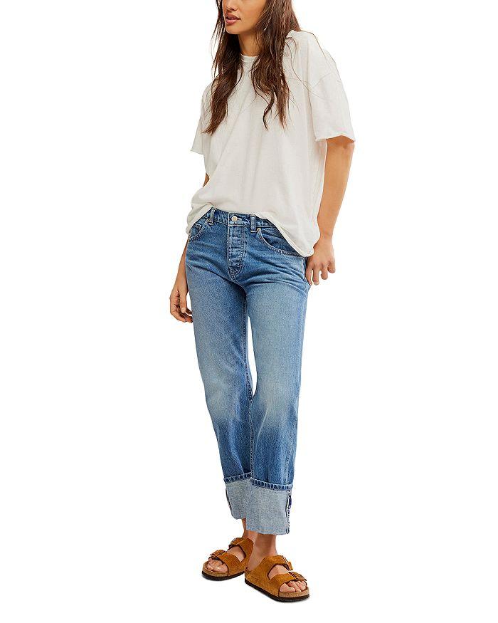 Free People Slim Shade Selvedge Straight Jeans in True Blue