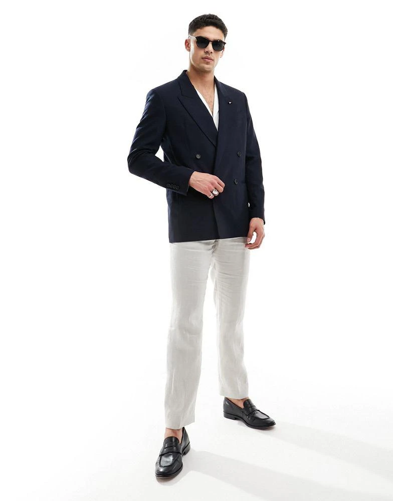 Tommy Hilfiger Tommy Hilfiger x Shawn Mendes flag logo double breasted blazer in navy 1