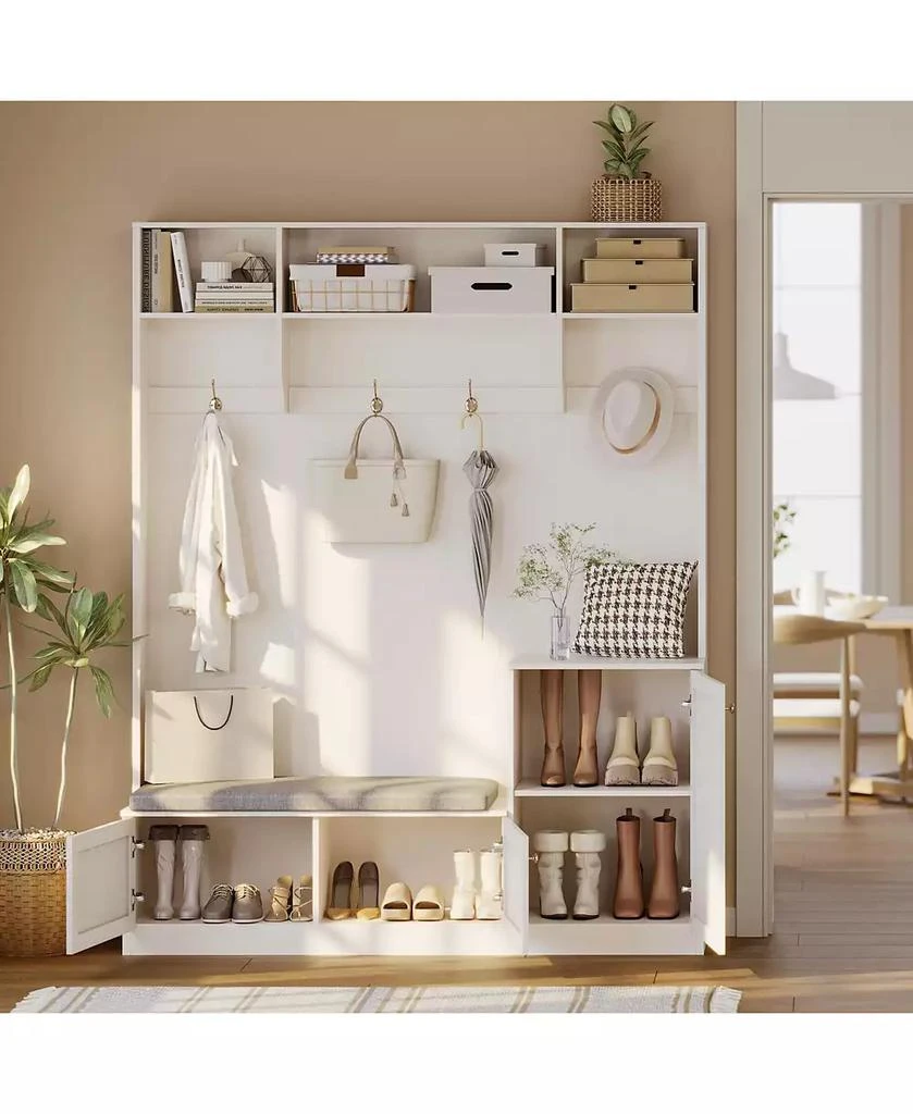 gaomon Hall Tree with Bench and Shoe Storage, 3-in-1 Farmhouse Entryway Bench with Coat Rack, 4 Hooks, 4 Shoe Cubbies
3 Open Compartments