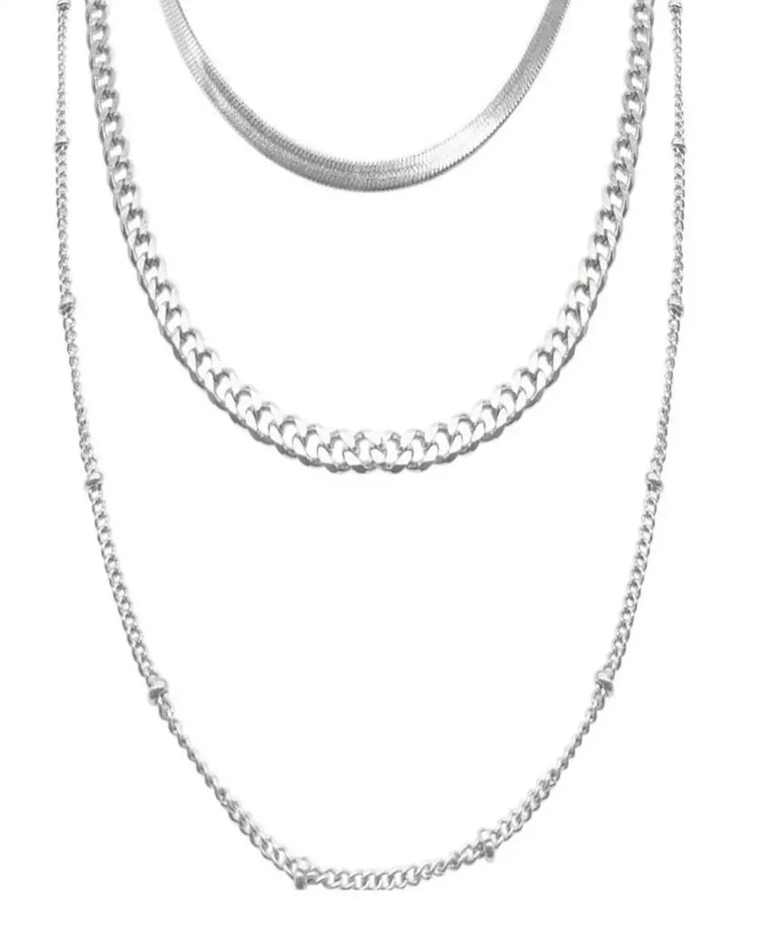 ADORNIA 18-21" Adjustable Plated Triple Layered Chain Necklace 1