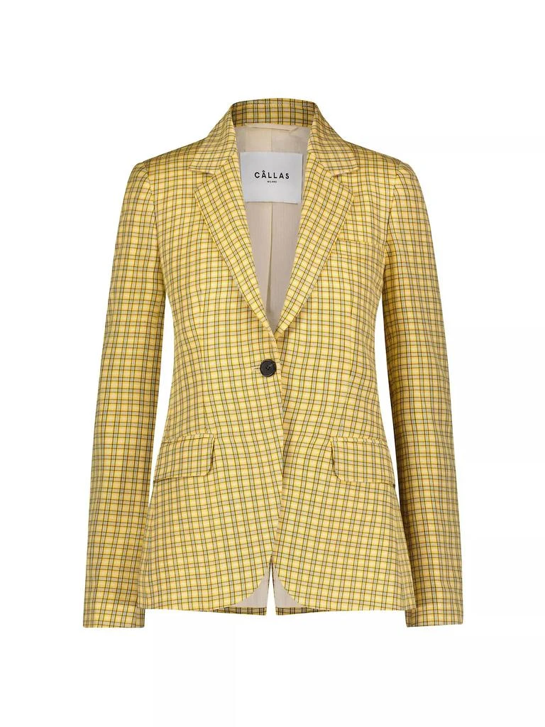 Callas Milano James - Classic One Button Checkered Plaid Blazer 1