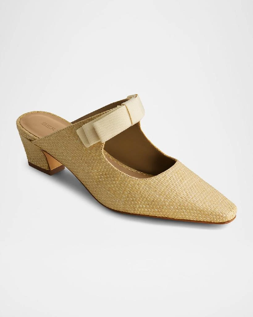 Bernardo Astrid Raffia Bow Mary Jane Heeled Mules 2