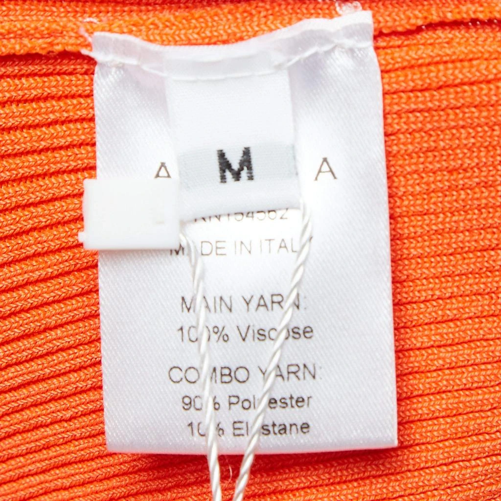 AREA Area Orange Rib Knit Crystal Embellished Midi Dress M 5