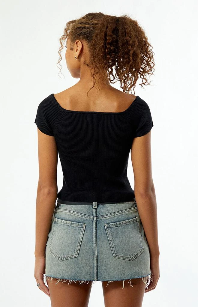 LA Hearts Off-The-Shoulder Button Front Sweater 5