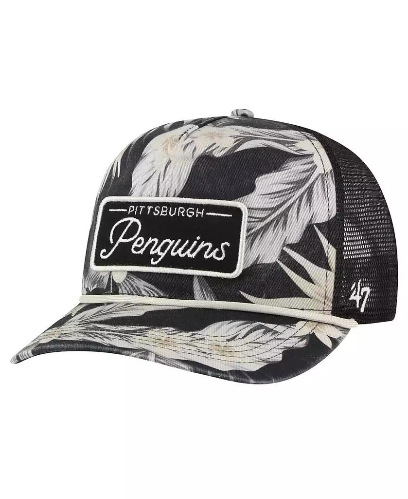 5th & Ocean '47 Brand Men's Black Pittsburgh Penguins Tropicalia Allover Print Trucker Adjustable Hat