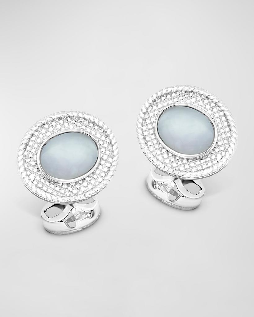 Tateossian Men's Sterling Silver Moonstone Cufflinks