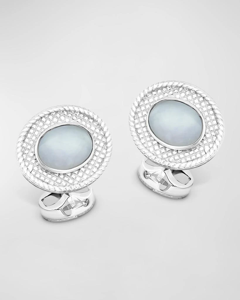 Tateossian Men's Sterling Silver Moonstone Cufflinks 1