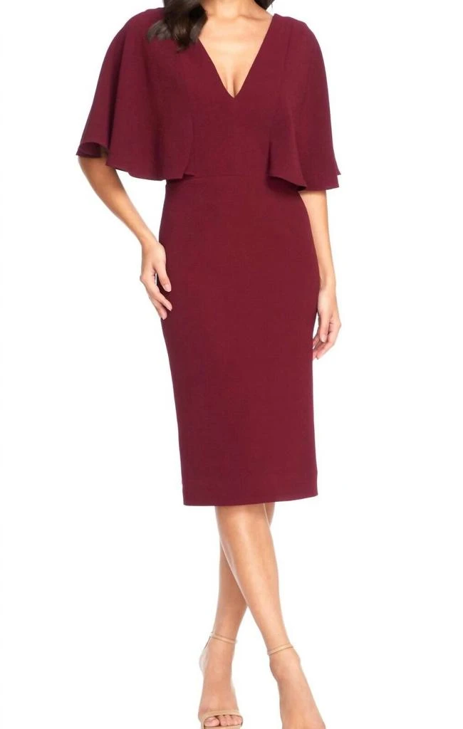 Dress The Population Dress The Population - Louisa Cocktail Drape Sleeves Midi Dress 1