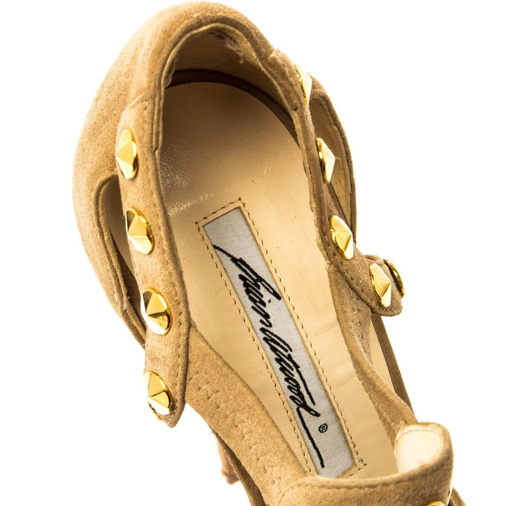 Brian Atwood Brian Atwood Beige Cut Out Studded Suede Peep Toe Platform Sandals Size 37 7