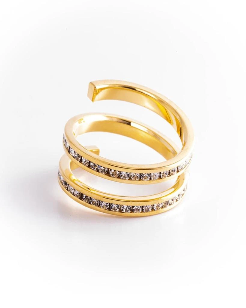 Traditions Jewelry Company Gold Plated Clear Crystal Spiral Ring