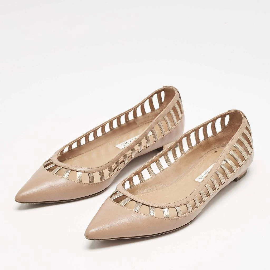 Aquazzura Aquazzura Beige Leather Le Parisien Pointed Toe Ballet Flats Size 38 2