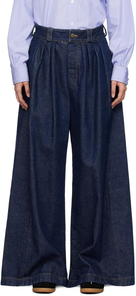 MAISON MARGIELA Blue Pleated Jeans 1