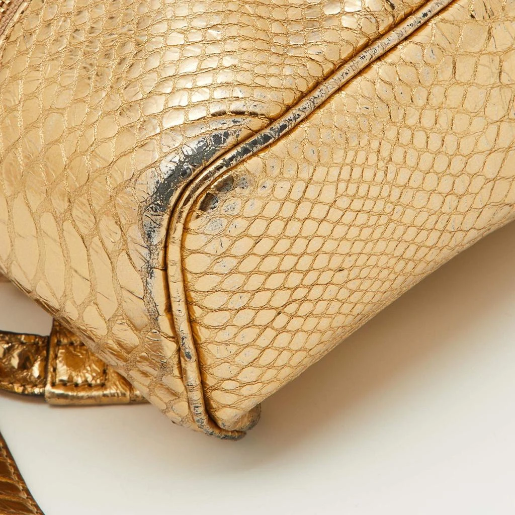 Michael Kors Michael Kors Metallic Gold Python Embossed Leather Small Rhea Backpack 12