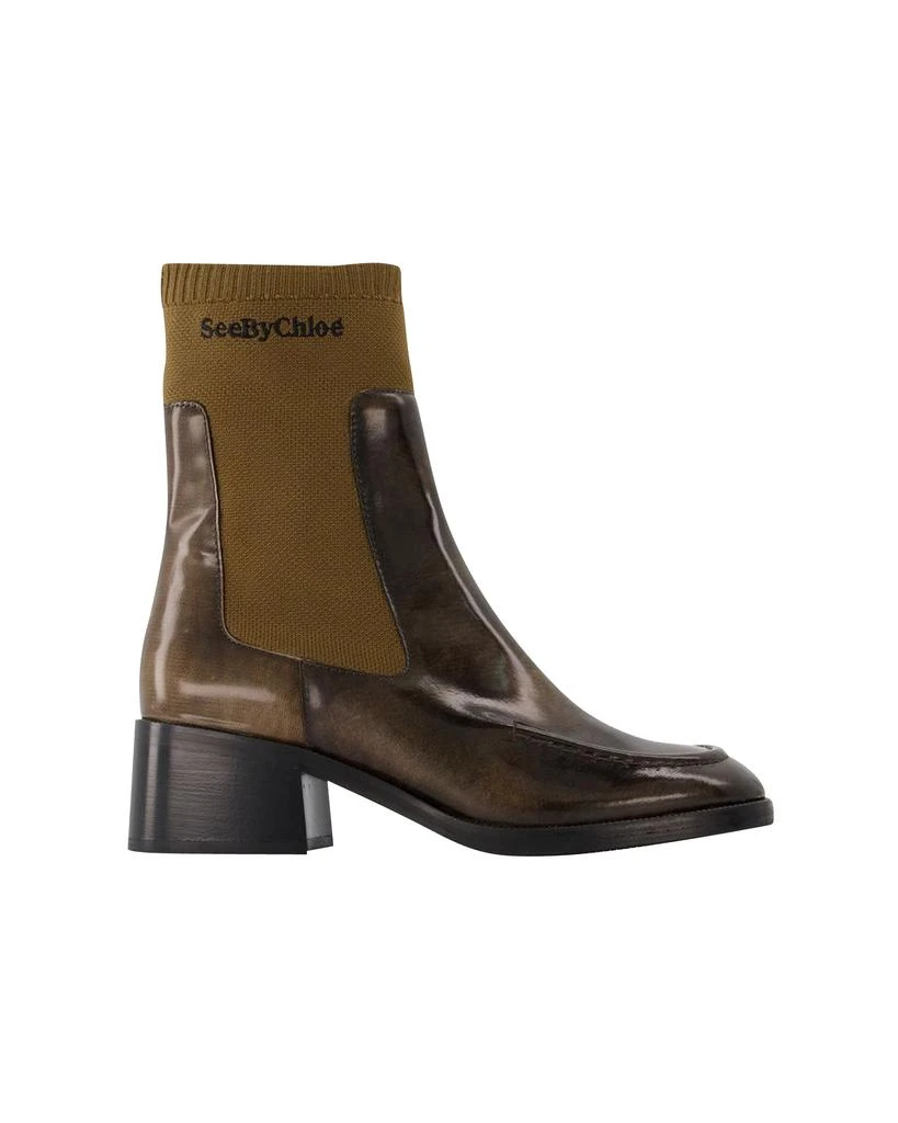 See by Chloé Mallory Boots in Brown Leather/Fabric 1