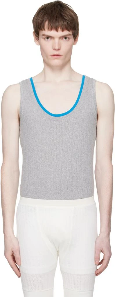 Dries Van Noten Gray Pointelle Tank Top