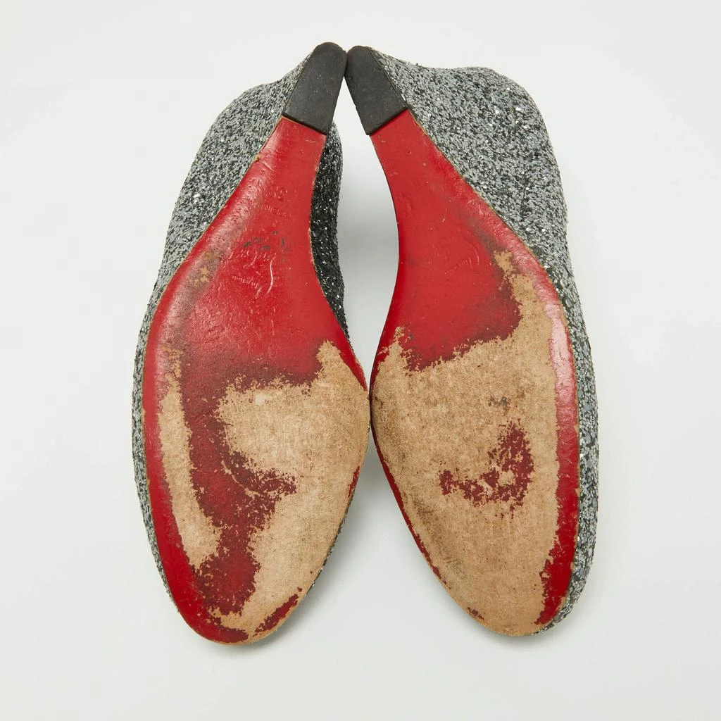 Christian Louboutin Christian Louboutin Metallic Grey Coarse Glitter Miss Boxe Wedge Pumps Size 38 6