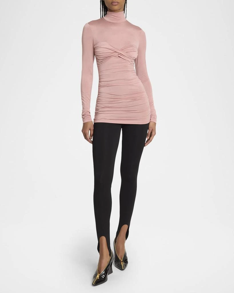Balmain Gathered Long-Sleeve Turtleneck Top 2