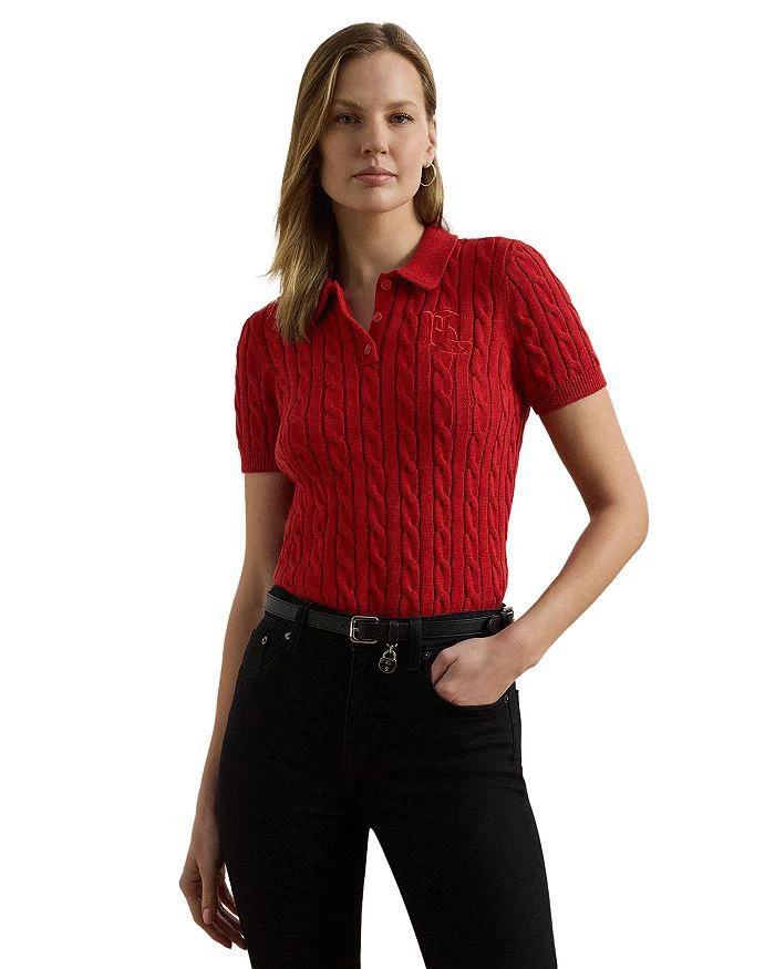 Ralph Lauren Cable Knit Cotton Polo Sweater 1