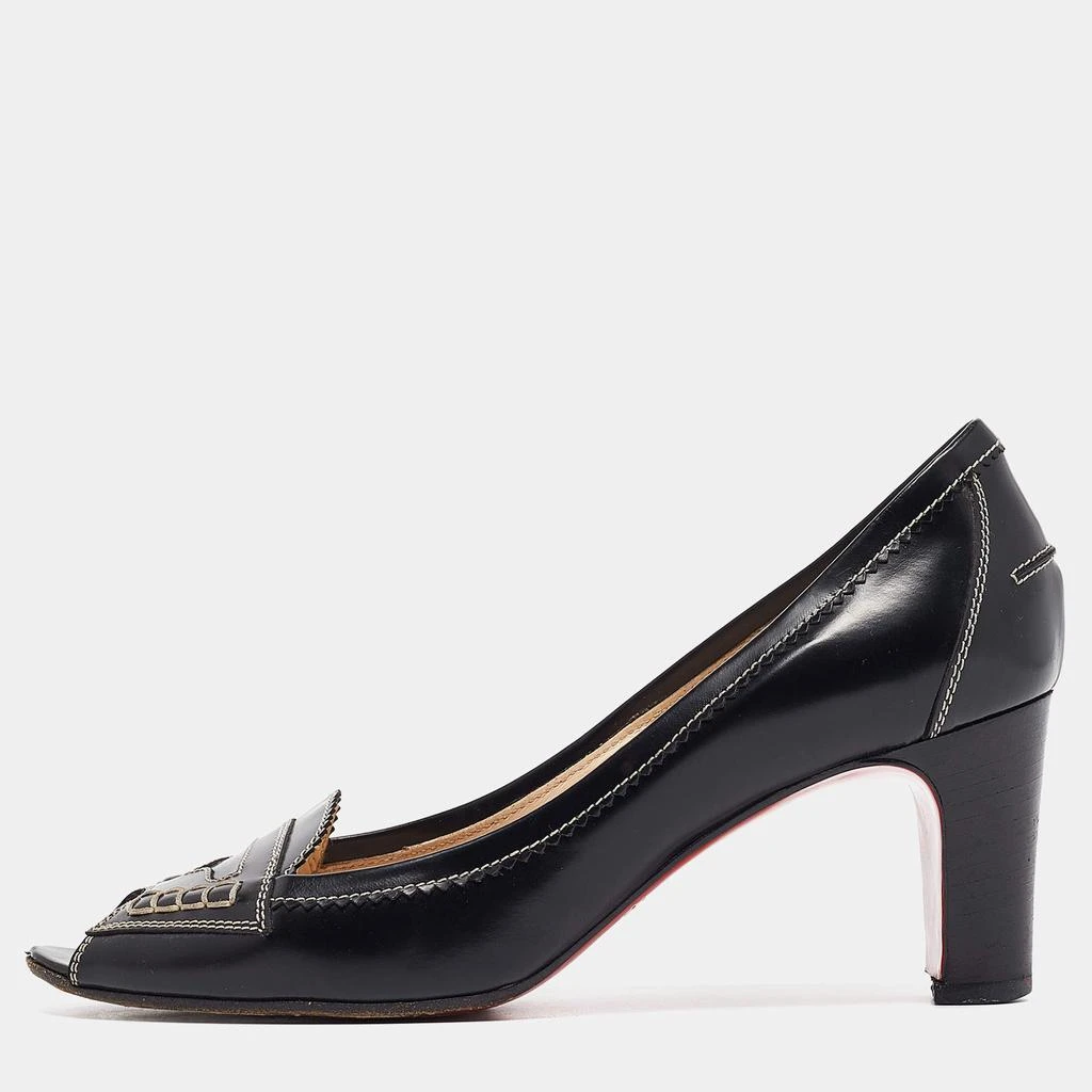 Christian Louboutin Christian Louboutin Black Leather Peep Toe Pumps Size 38.5 1