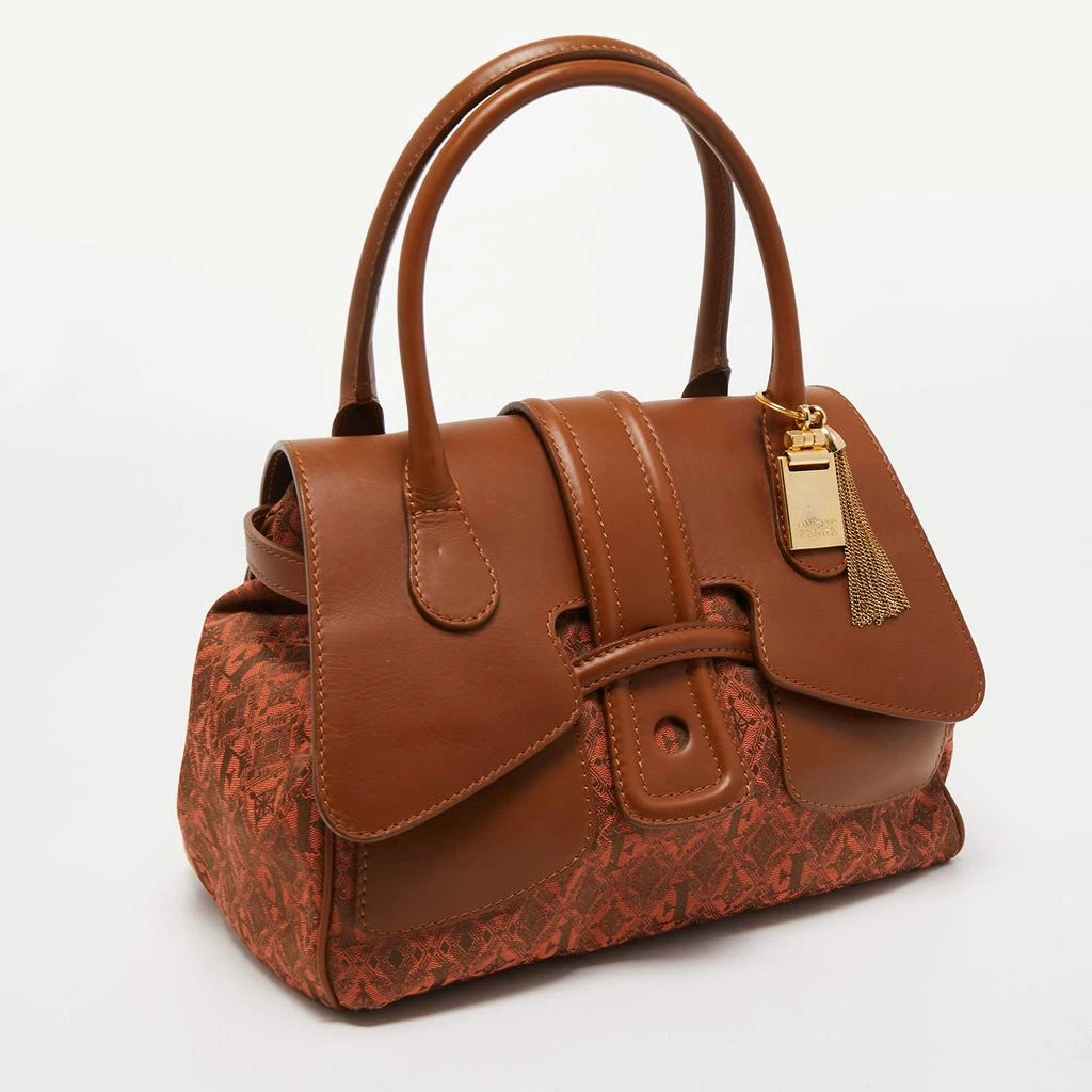 Gianfranco Ferre Gianfranco Ferre Brown Jacquard Fabric and Leather Flap Satchel 3