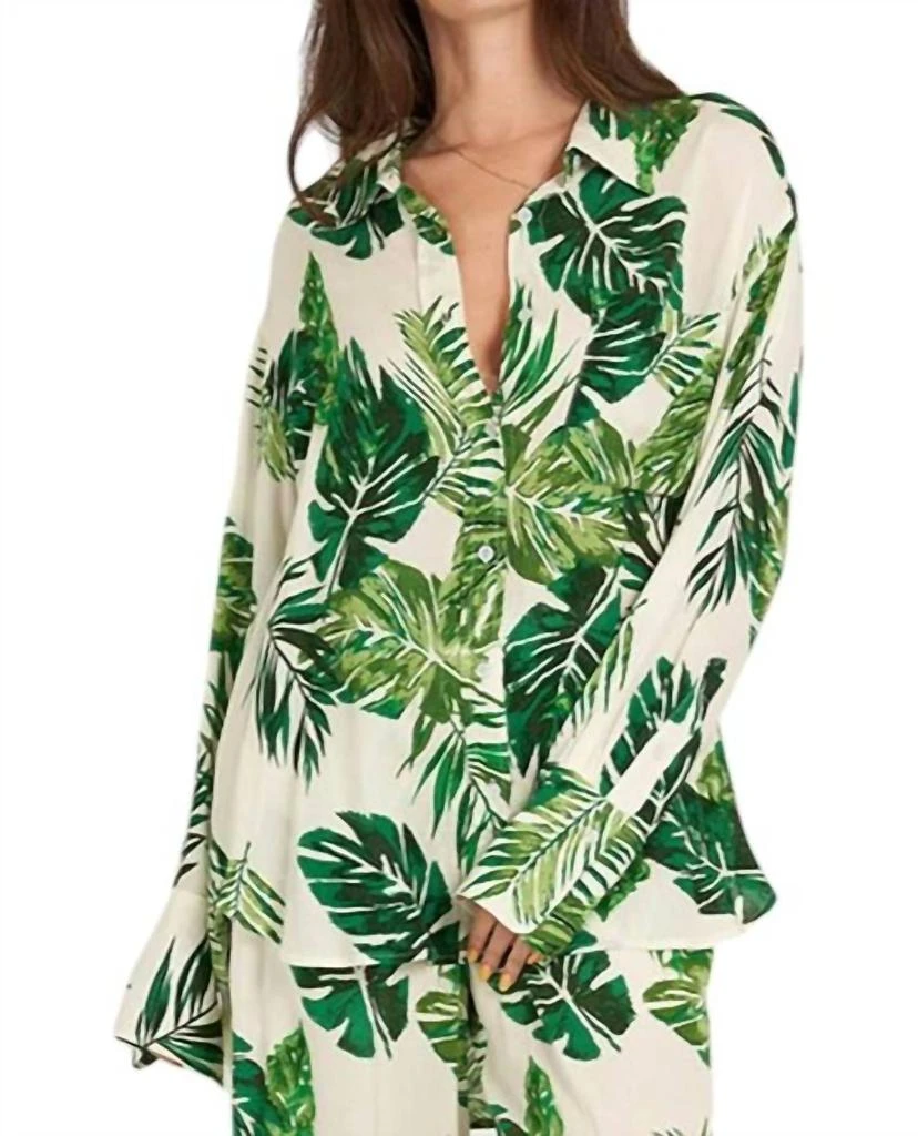 En Creme En Creme - Palms Away Long Sleeve Button Up Top 1