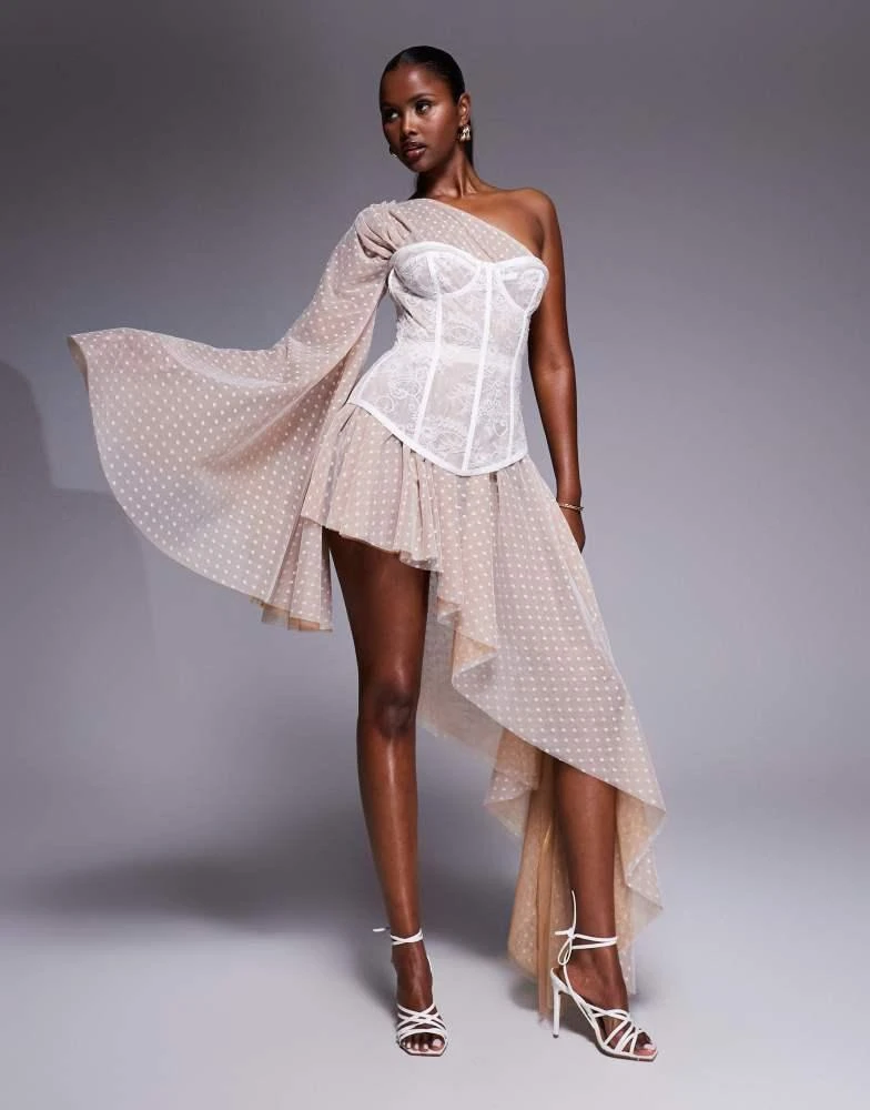 chinese dress ladies Clarissa Corset Dress, in Ivory Luxe Satin, Size: XL | Show Me Your Mumu main image 0