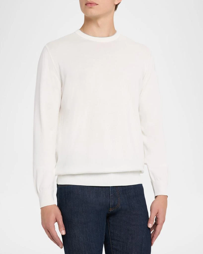 Canali Men's Cotton Tipped Crewneck Sweater 4