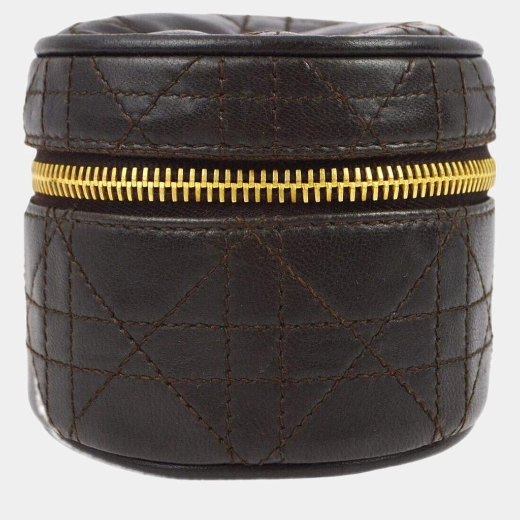 Dior Christian Dior Brown Calfskin Cannage Cosmetic Pouch Bag 1