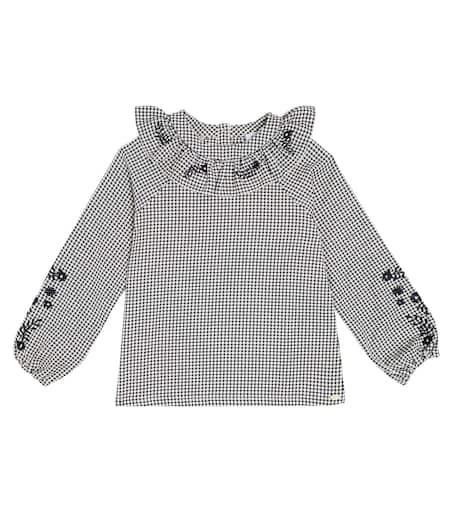 Tartine et Chocolat Embroidered checked blouse 1