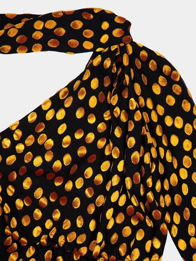 Yves Saint Laurent Saint Laurent One-Shoulder Velvet Dotted Dress 3