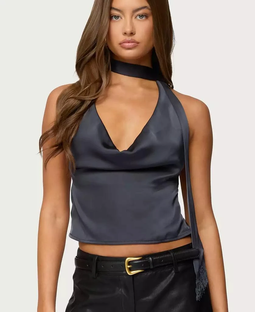 Edikted Women
s Satin Effect Cowl Neck Scarf Top