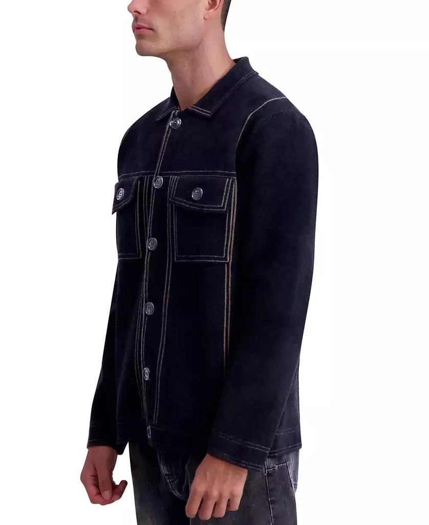 Men's Contrast Trim Knit Shirt Jacket – On Sale Now with Up to 81 - Main Image