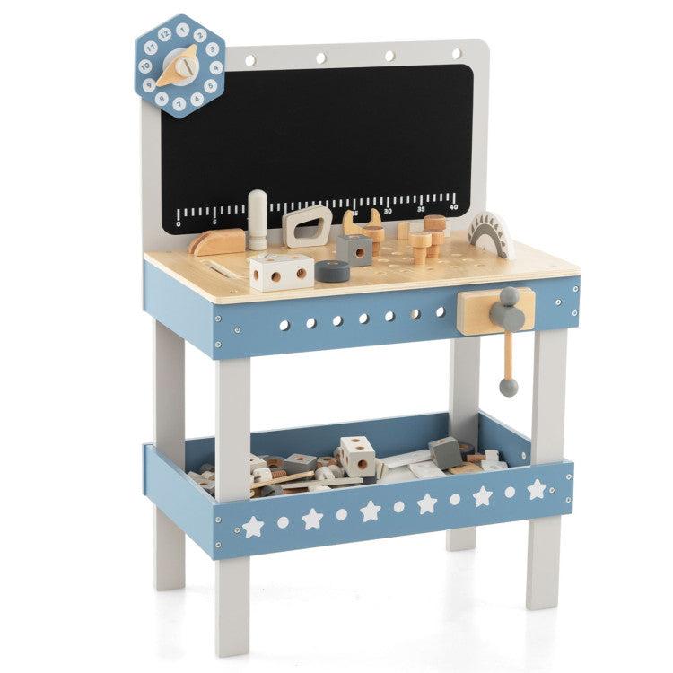 Hivvago Kids Play Tool Workbench Set with 61 Pcs Tool and Parts Set-Blue