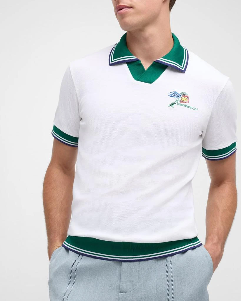 Casablanca Men's Croquis de Tennis Embroidered Polo Shirt 6