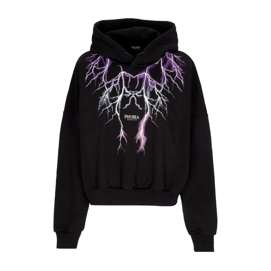 PHOBIA Women's Lightweight Cropped Hoodie Lightning Crop Hoodie Black/purple/grey/fuchsia