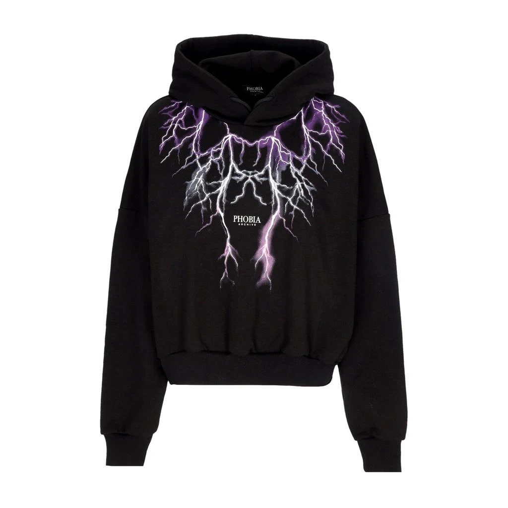 PHOBIA Women's Lightweight Cropped Hoodie Lightning Crop Hoodie Black/purple/grey/fuchsia 1