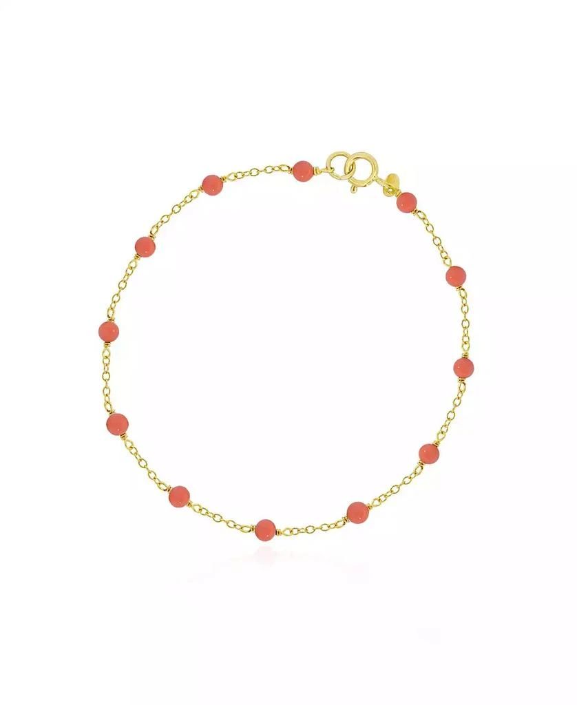 The Lovery Pink Coral Bead Chain Bracelet 14K Gold