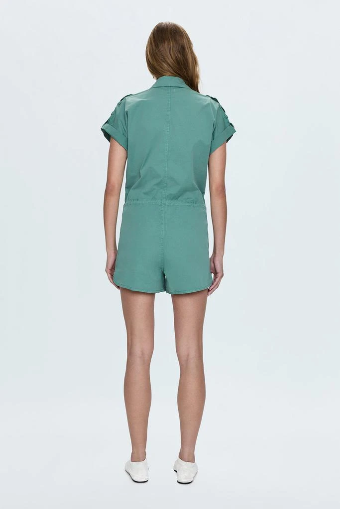 Pistola Denim Meg Short Sleeve Zip Front Romper - Clover 6