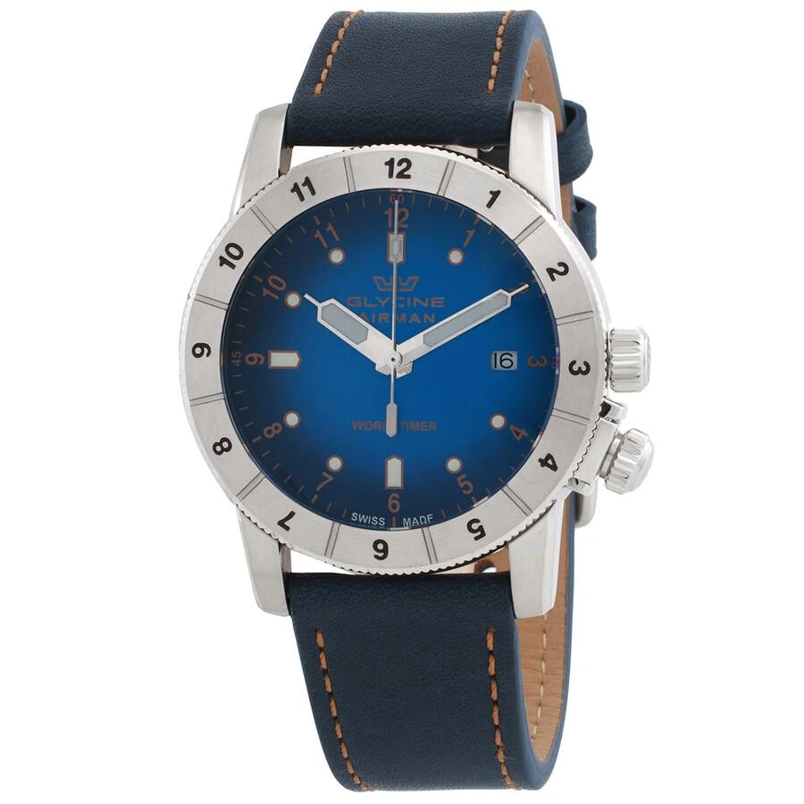 Glycine Airman Contemporary Worldtimer Quartz Blue Dial Men
s Watch GL1022