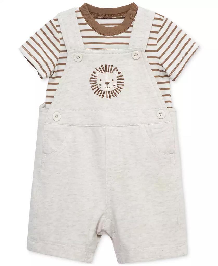Little Me Baby Boys 2-Pc. Stripe T-Shirt & Lion Shortall Set