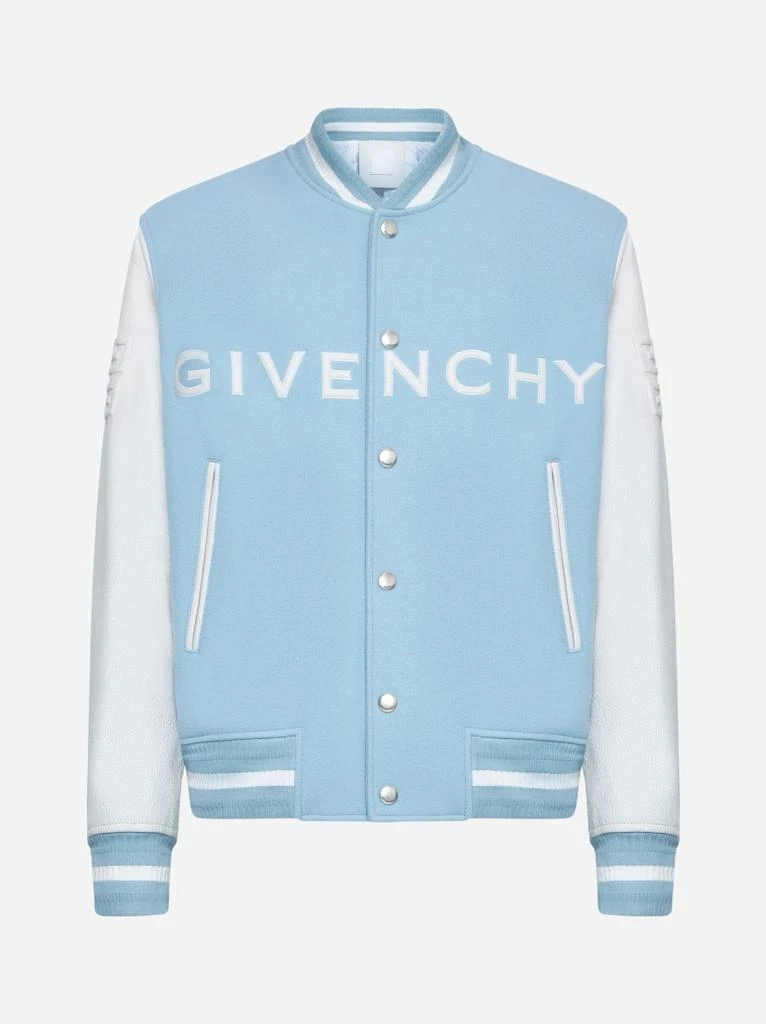 Givenchy Light blue wool and leather GIVENCHY bomber jacket 1