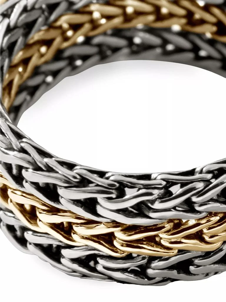 John Hardy Classic Chain Sterling Silver & 18K Yellow Gold Ring 7