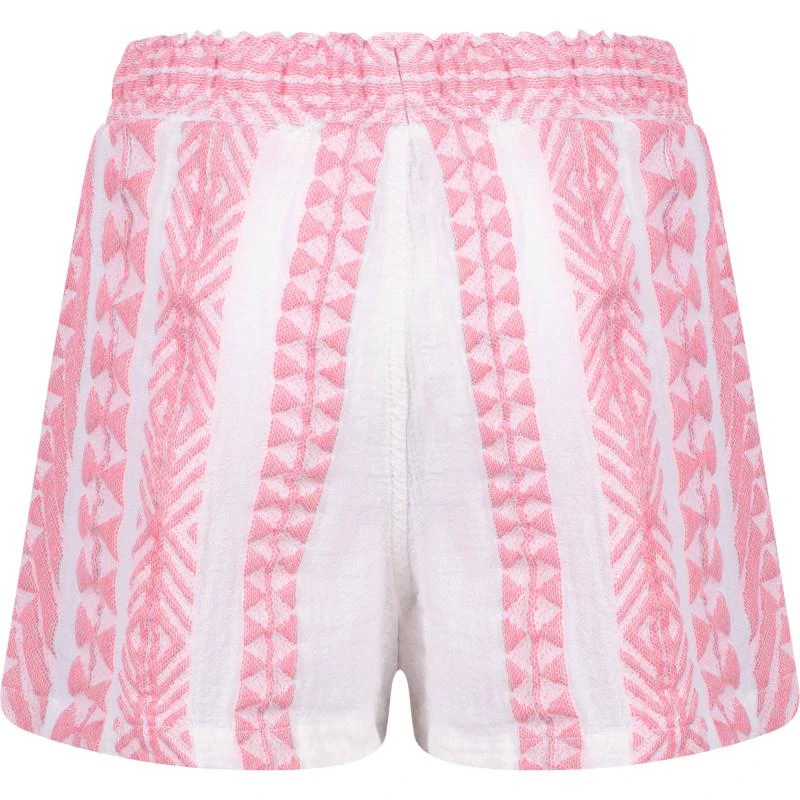 Devotion Geometric print drawstring cotton shorts in pink and white 2