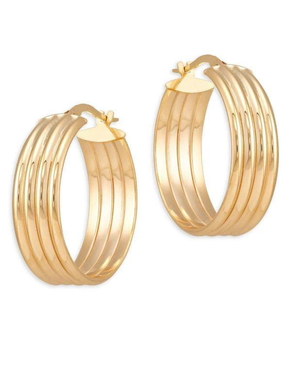 Saks Fifth Avenue 14K Yellow Gold Textured Huggie Earrings 2