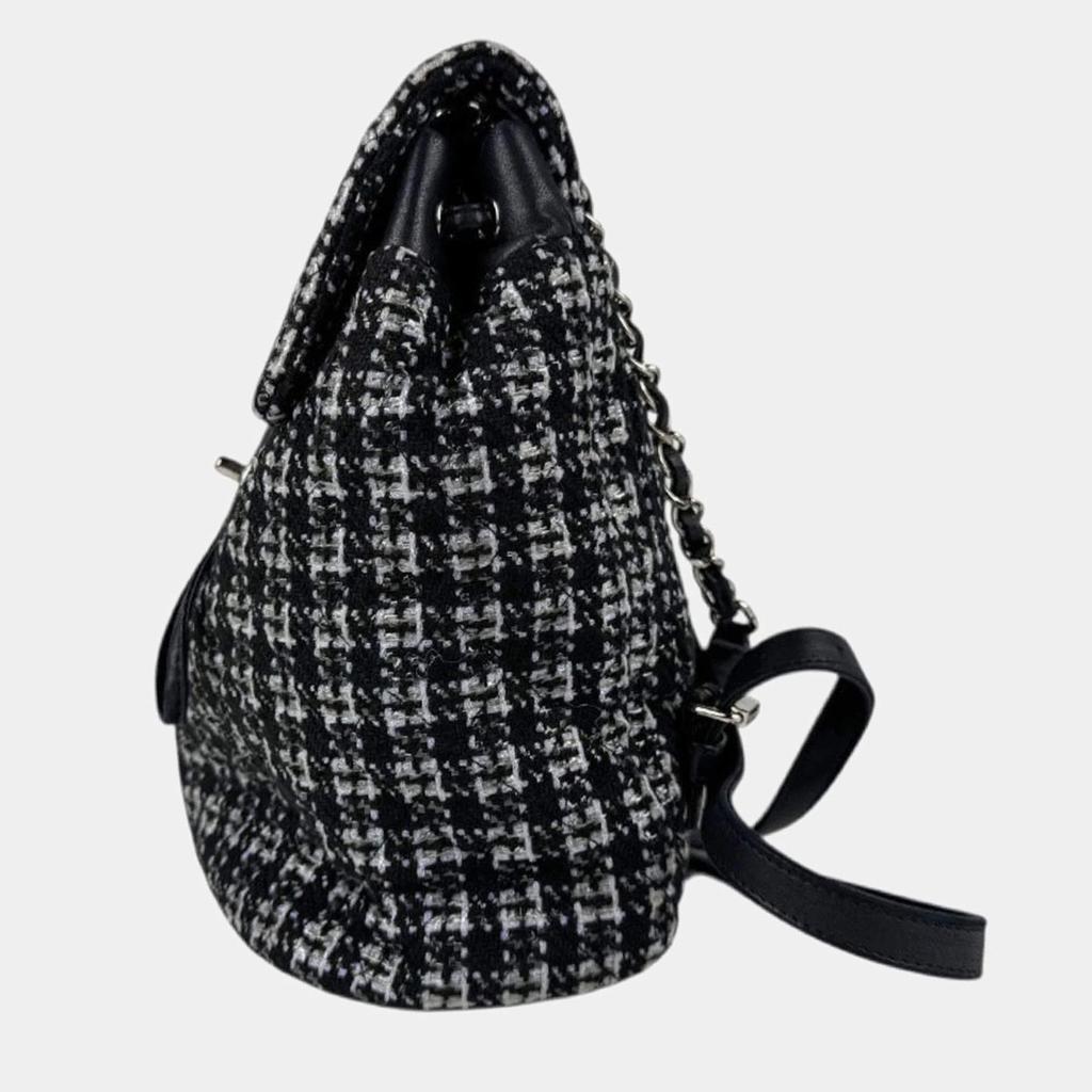 Chanel Chanel Black/Purple Tweed Leather Backpack SHW