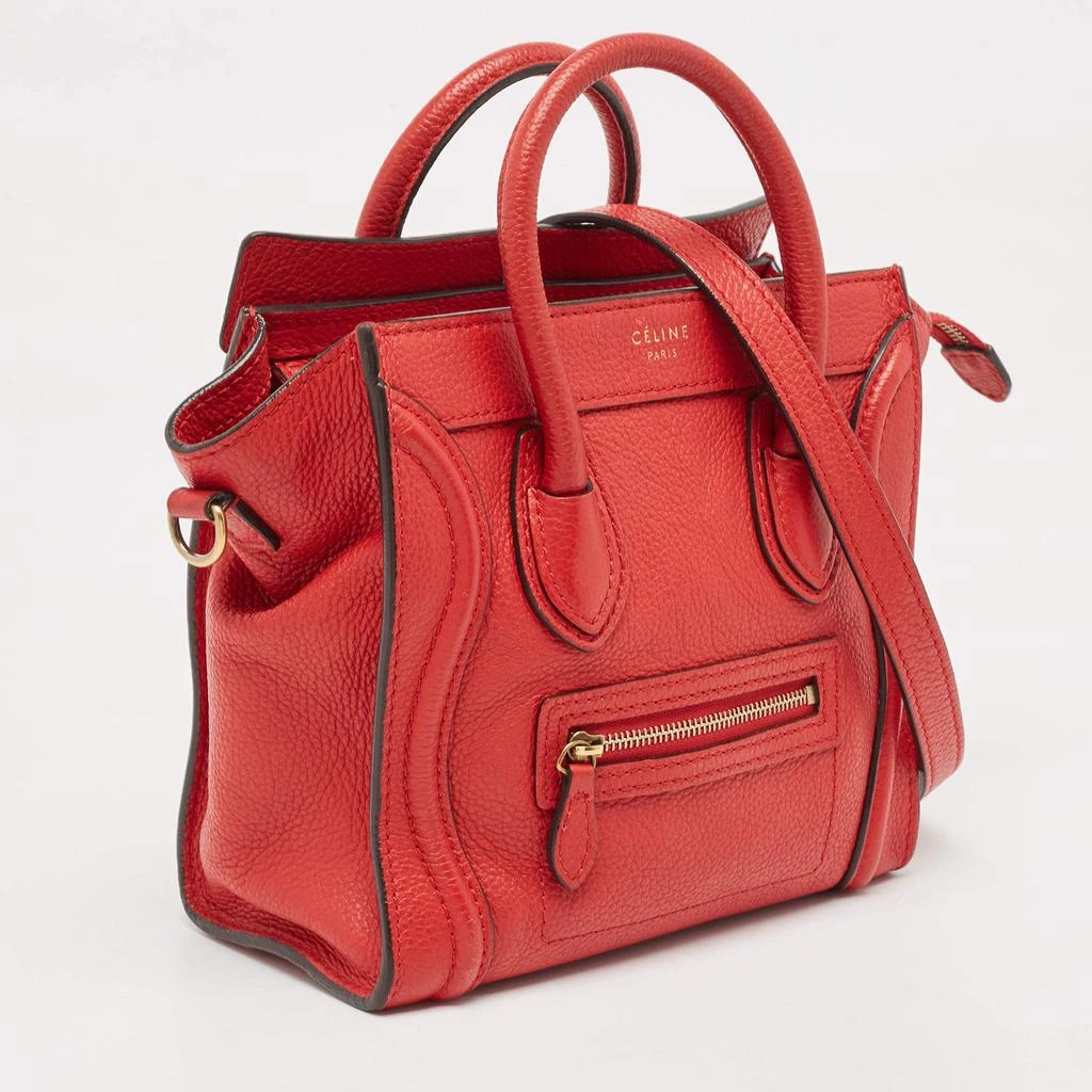 Celine Celine Red Leather Nano Luggage Tote 3